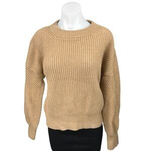 Madewell Womens Brown Tan Wool Knit Long Sleeve Crew Neck Sweater Top Size XL